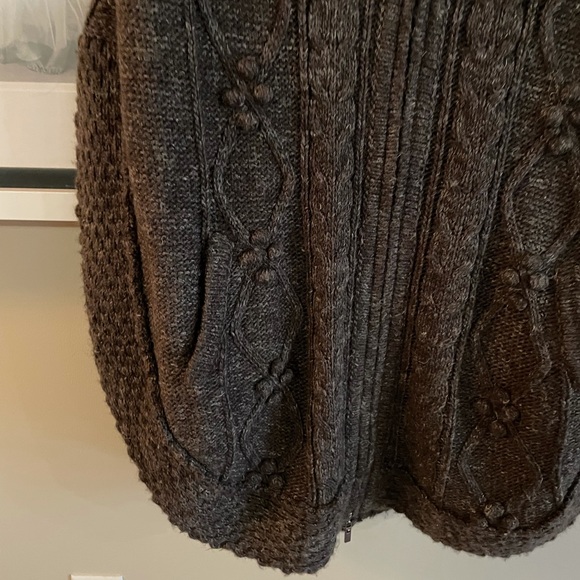 Matty M Brown Marble Zip Sweater with Fur Hood - Picture 7 of 8